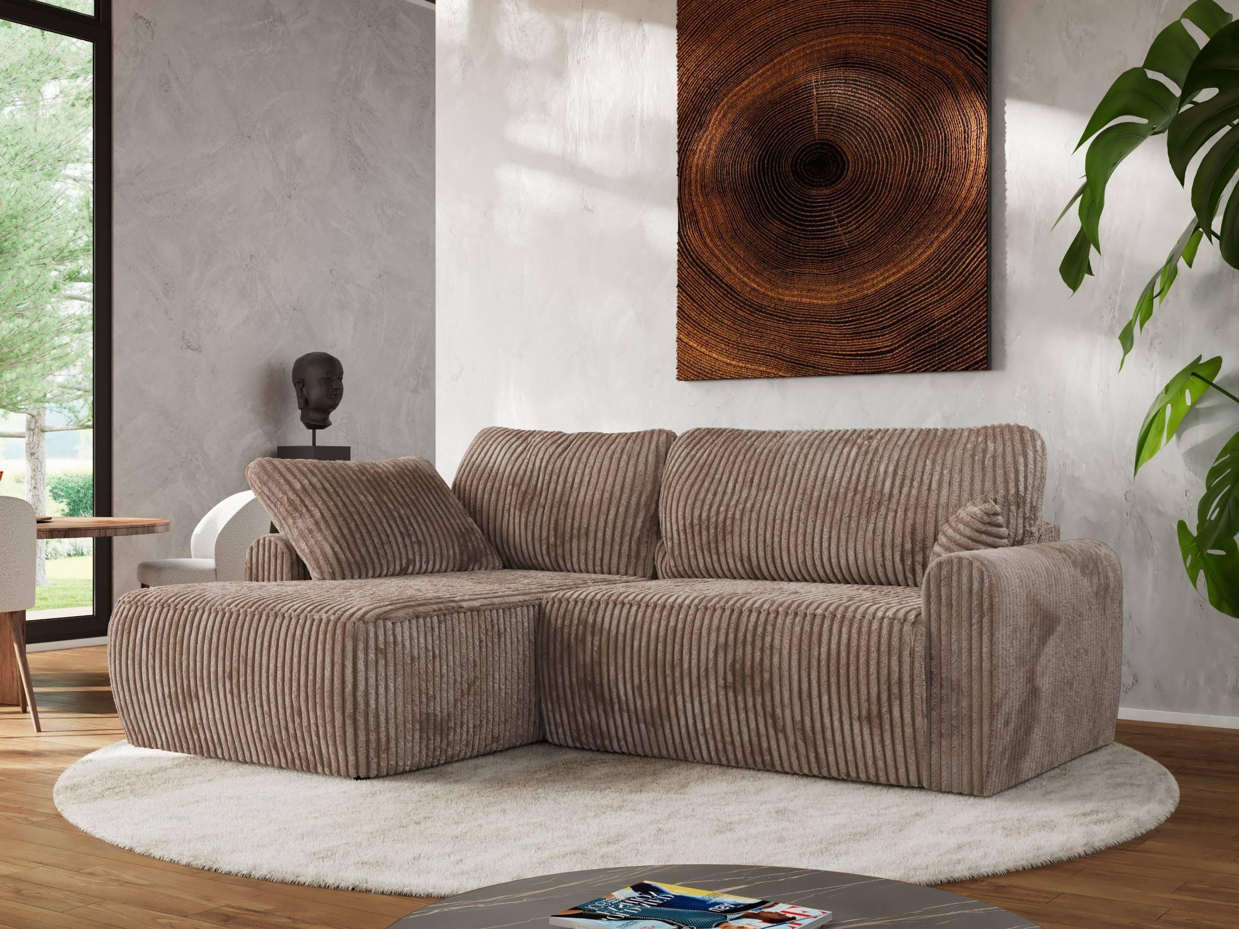 ECKSCHLAFSOFA CUBO L Braun Cord - links - Schwarz/Braun, Kunststoff/Textil (273/187cm) - MKS