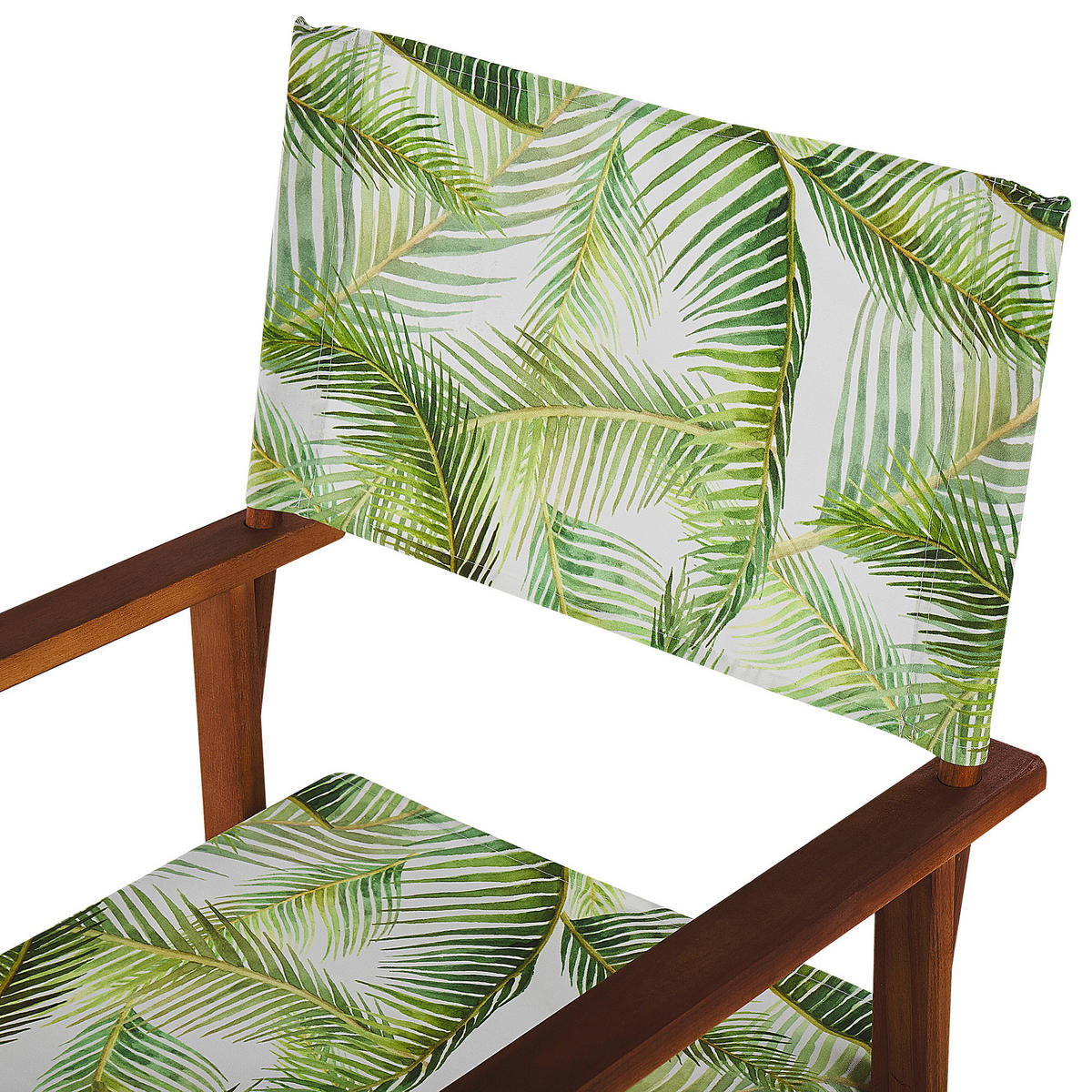 GARTENSTUHL 2er-Set Akazienholz dunkelbraun Auflagen cremeweiß/hellgrün Cine - Dunkelbraun/Creme, Holz (50/91/50cm) - Beliani