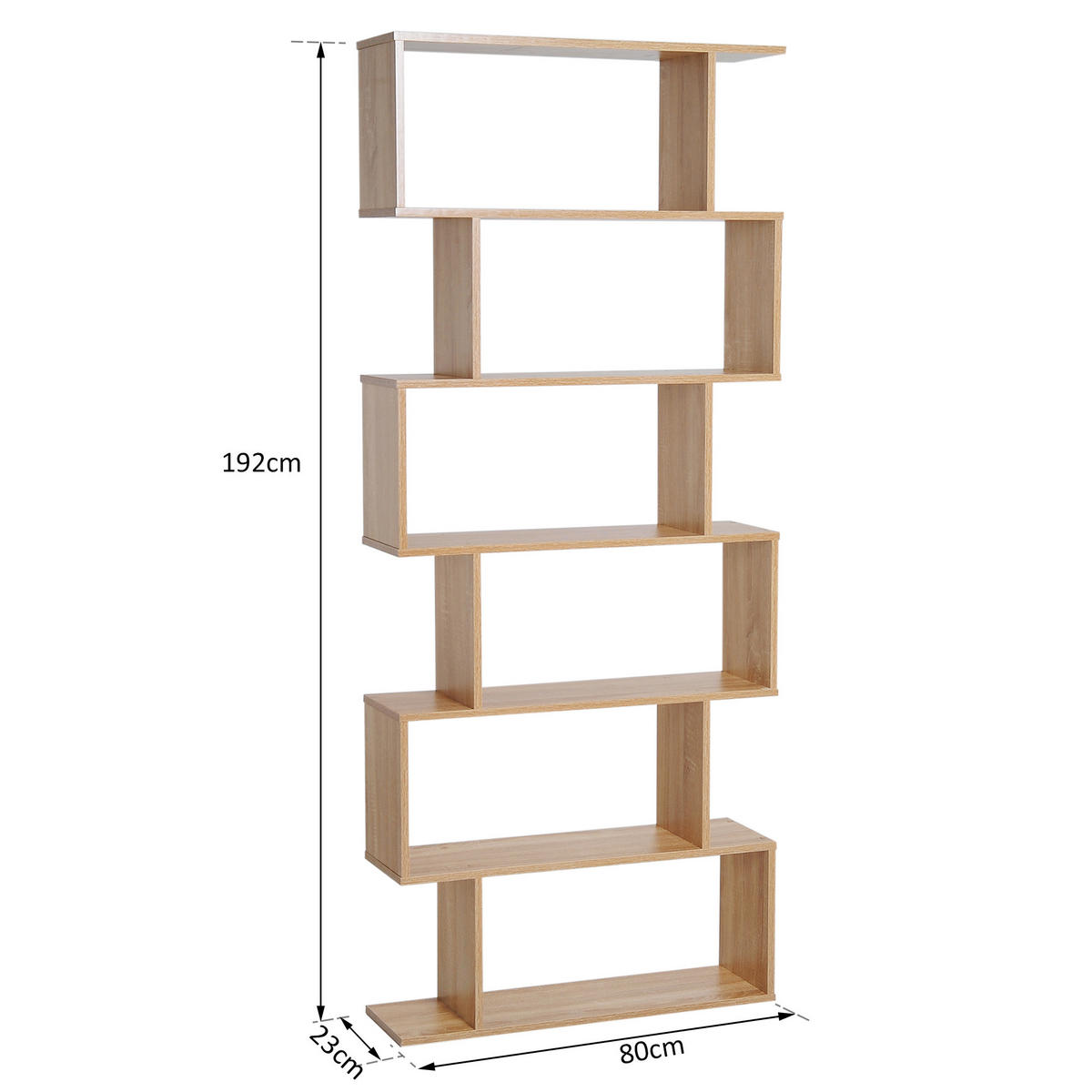 BÜCHERREGAL Eichefarben Hell 80/23/192 cm - Eichefarben, Holzwerkstoff (23/192/80cm) - PANGIVO
