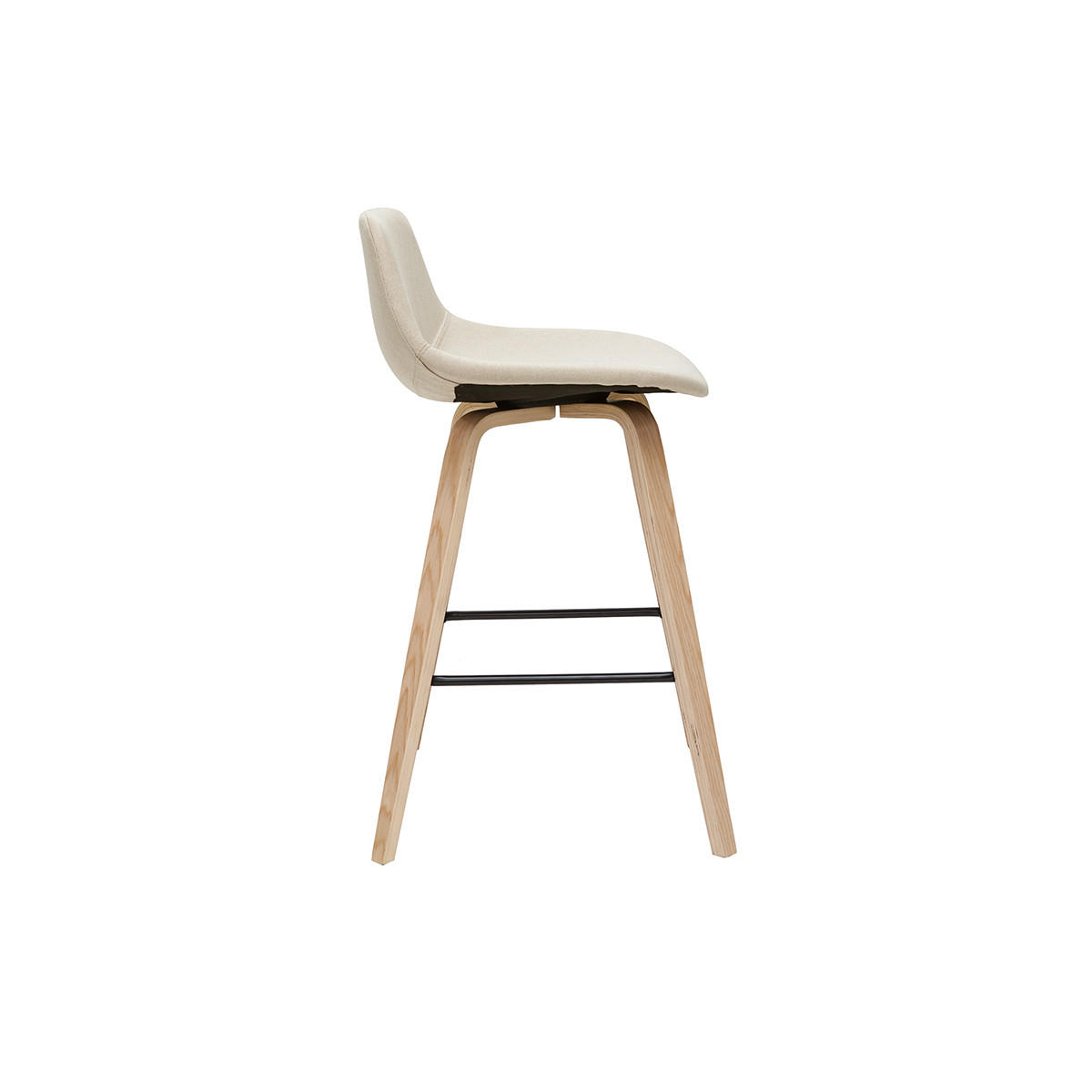 BARHOCKER Beiger Stoff H65 cm 2er-Set NONIE - Beige, Textil (50/85.5/49cm) - Miliboo