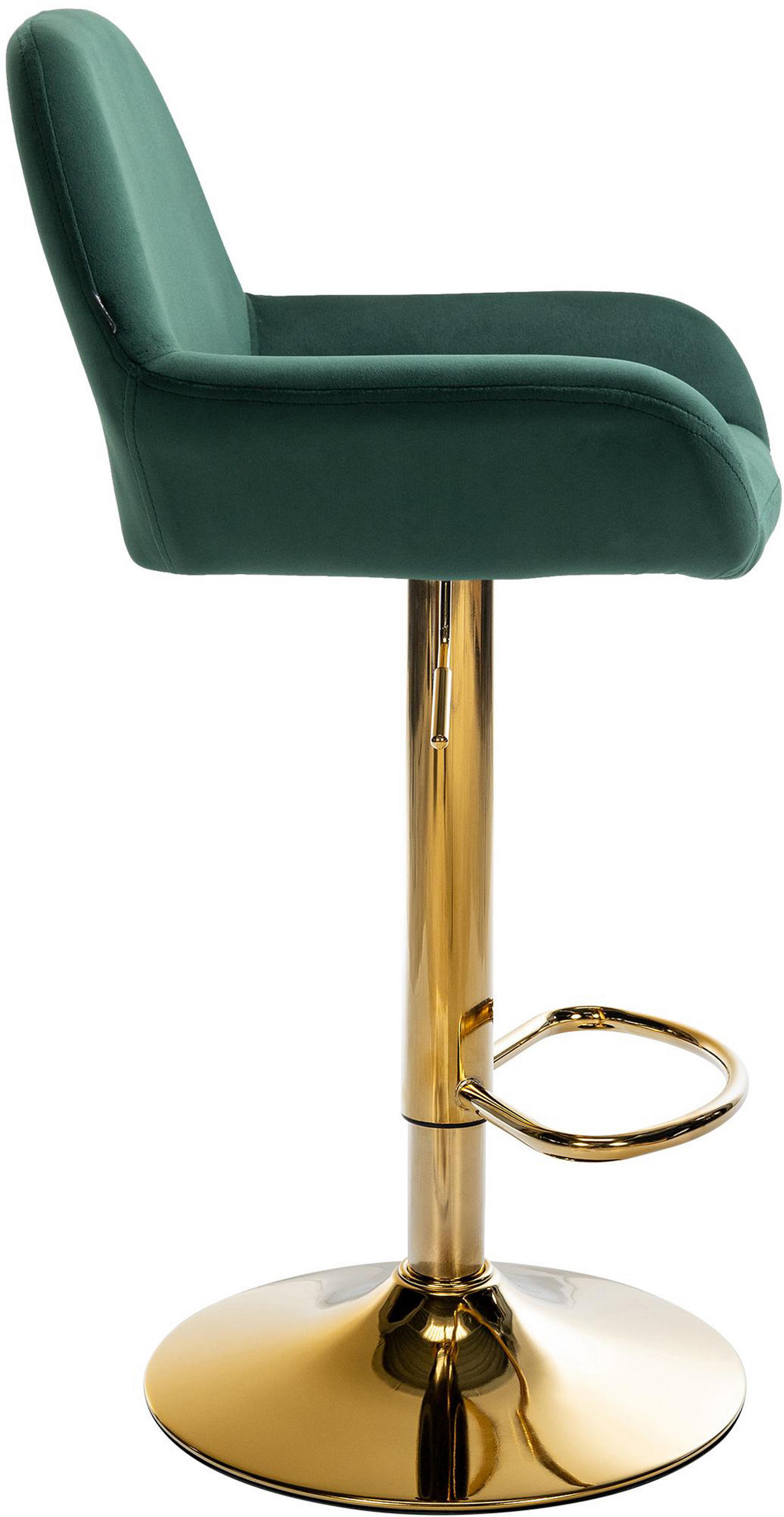 BARHOCKER 2er Set Prag Gold Samt dunkelgrün - Chromfarben/Dunkelgrün, Textil/Metall (51/109/52cm) - TPFLiving