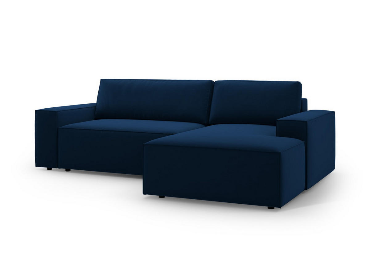 ECKSOFA ausklappbar rechts mit Container Jodie aus Samt königsblau 3 Sitzplätze - Dunkelblau, Textil (151/246cm) - Micadoni