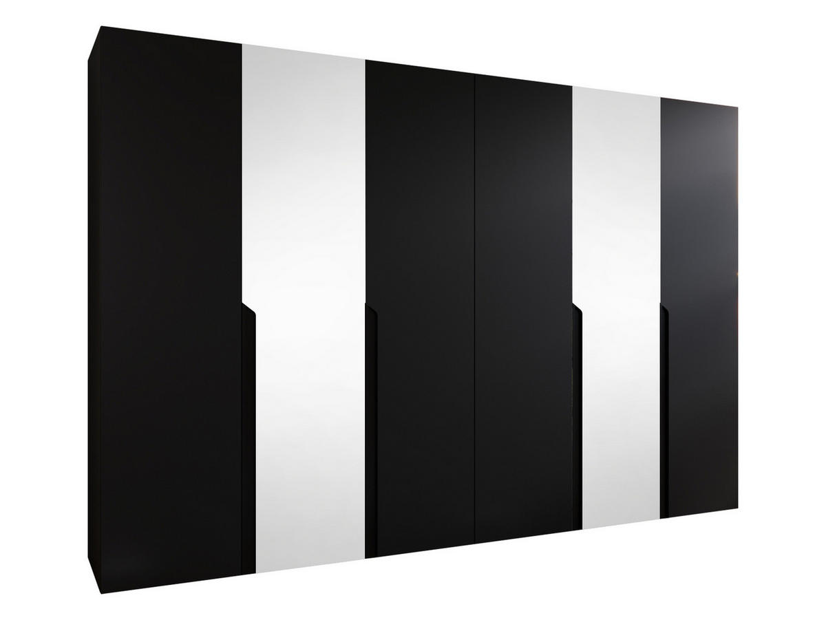 DREHTÜRENSCHRANK Mila II 300 - Schwarz, Holzwerkstoff/Kunststoff (300/202/52cm) - MIRJAN24