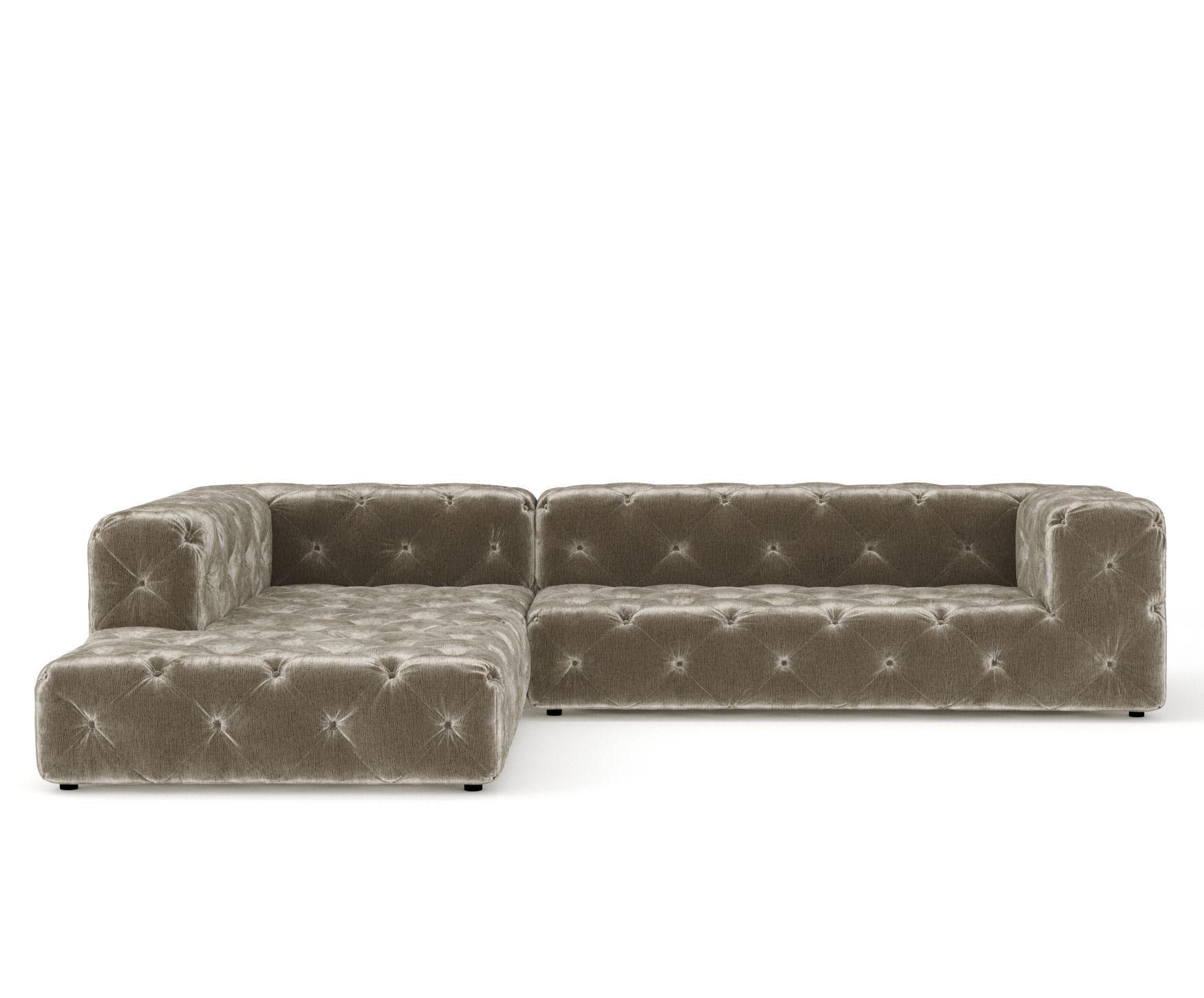 ECKSOFA Cosimo Beige Chenille - Beige/Schwarz, Holz/Holzwerkstoff (325/228cm) - Maison de Reve