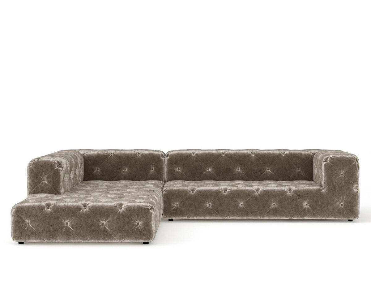 ECKSOFA Cosimo Beige Chenille - Beige/Schwarz, Holz/Holzwerkstoff (325/228cm) - Maison de Reve