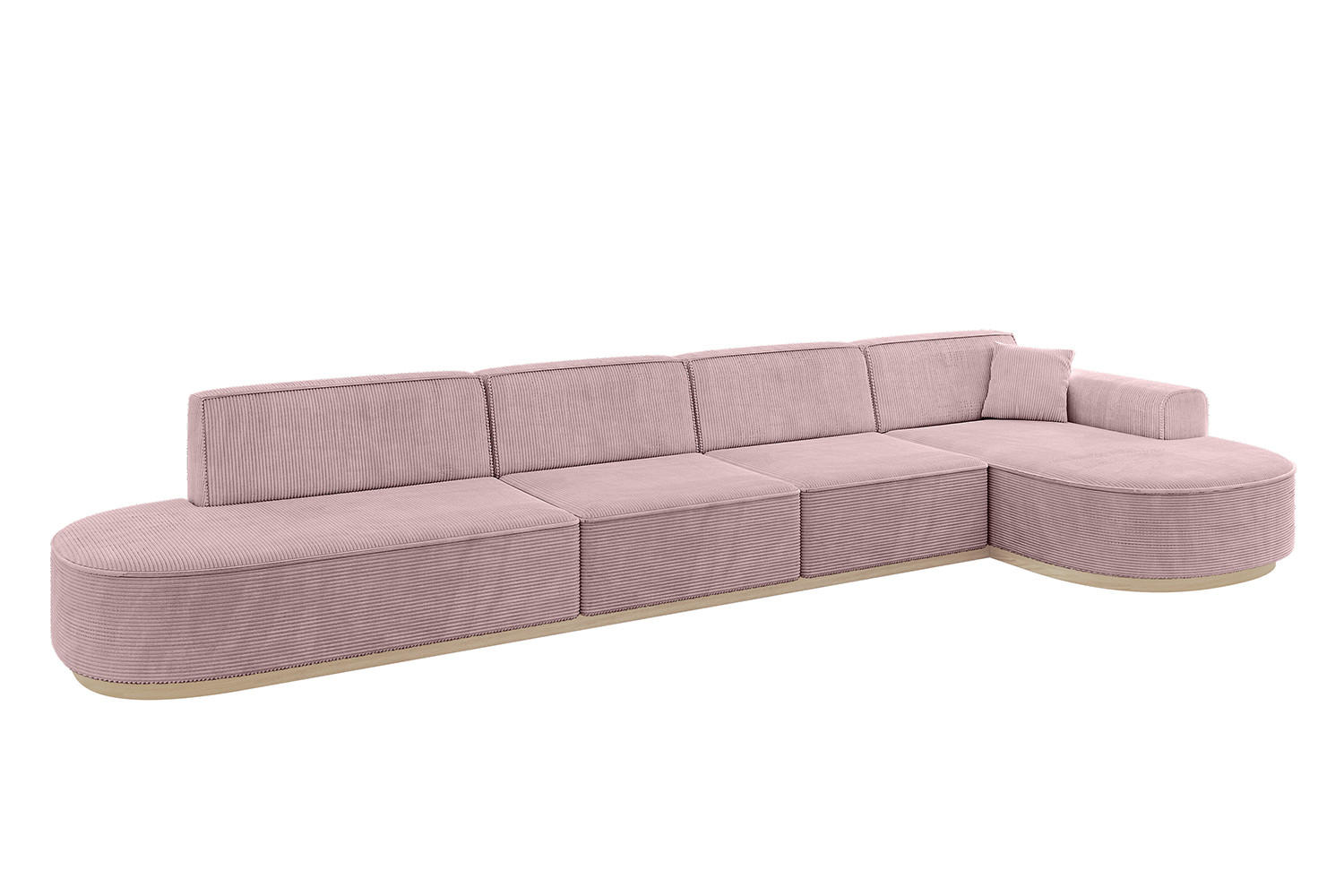 ECKSOFA Ottomane Rechts MARI-L3-v1 - 413x171x83 cm Rosa Cord - Rosa, Holzwerkstoff/Textil (171/413cm) - ALTDECOR