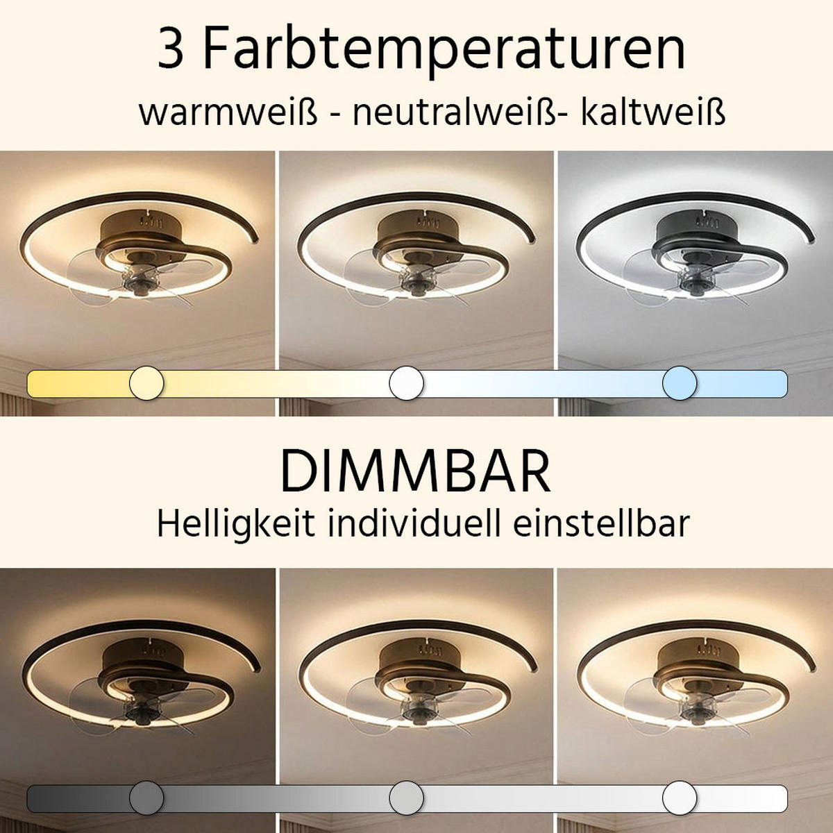 LED DECKENLEUCHTE Ventilator Metall Schwarz - Schwarz, Metall (45/45/13.9cm) - Globo Lighting