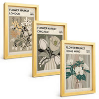 BILDER SET 3er Set - 20x30 cm Goldrahmen - Blumenmessen London Chicago Hongkong - Goldfarben, Kunststoff (20/30cm) - TULUP