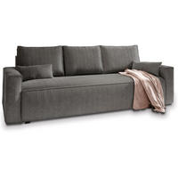BETTSOFA MENI Graphitfarben Kordstoff mit Schlaffunktion - Graphitfarben, Textil (232/83/87cm) - MASSENO