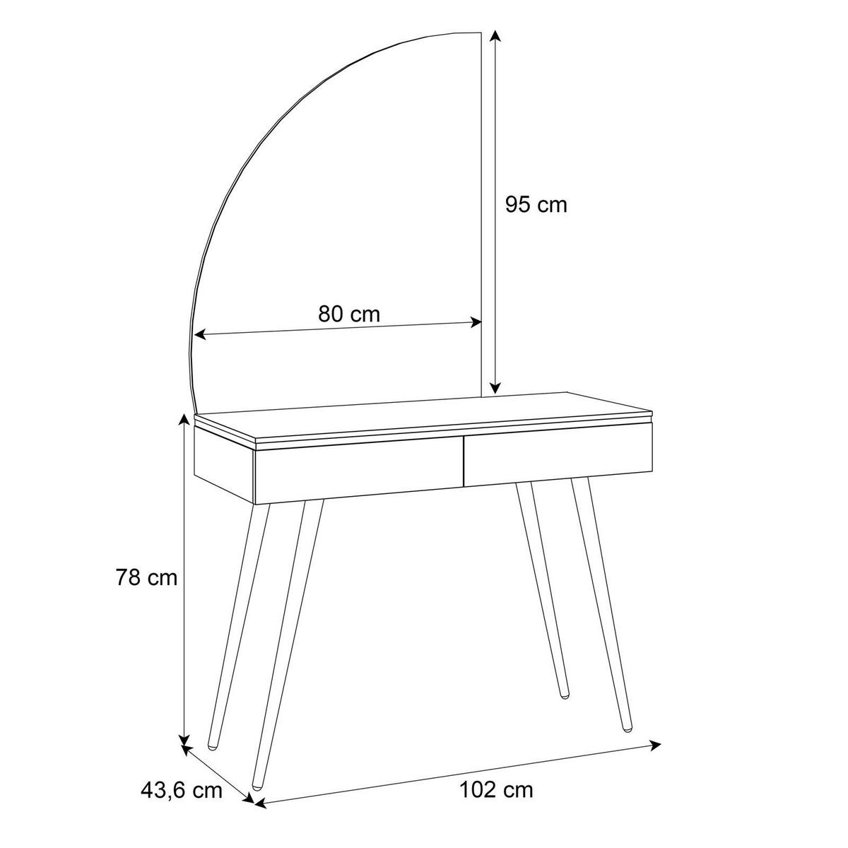 SCHMINKTISCH AURORA-SQ KASCHMIR mit links Spiegel - Kaschmir, Holzwerkstoff (102/173/44cm) - Lookway