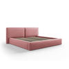 BETT mit Bettkasten und Kopfteil Jodie aus strukturiertem Stoff rosa 200x200cm - Pink, Textil (200/200cm) - Micadoni