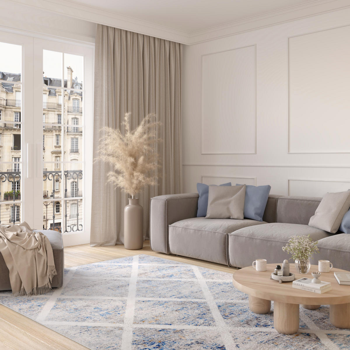 TEPPICH VALLEY Grau Blau 120/170 cm - Blau, Textil (120/170cm) - Tapiso