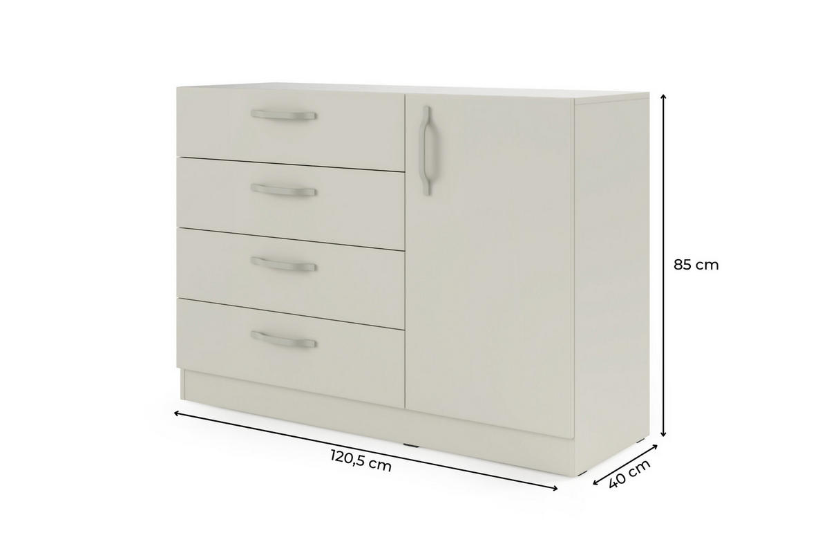 KOMMODE BRISSO BRK2 120,5/85/40 cm in Kaschmir mit Metallgriffen - Kaschmir, Holzwerkstoff/Metall (121/85/40cm) - Deine Möbel 24