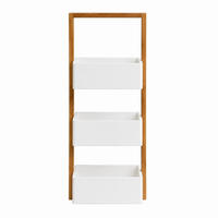 BAMBUSREGAL mit 3 Aufbewahrungsboxen 28.5/15/66 cm - Weiß, Holz (15/66/15cm) - Calicosy