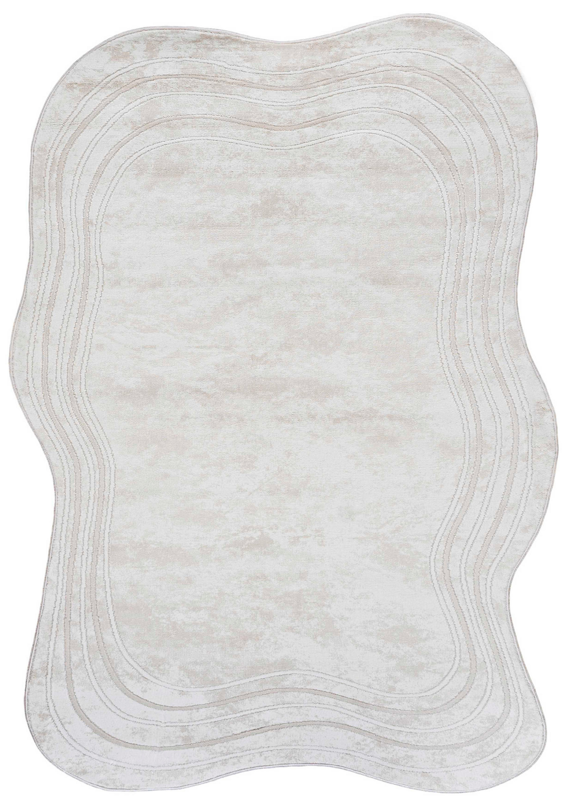 TEPPICH Weiß Abstrakt - Kurzflor Unregelmäßig Unregelmäßige Form - Ecru - 80 x 150 cm - Creme, Textil (80/150cm) - Mazovia