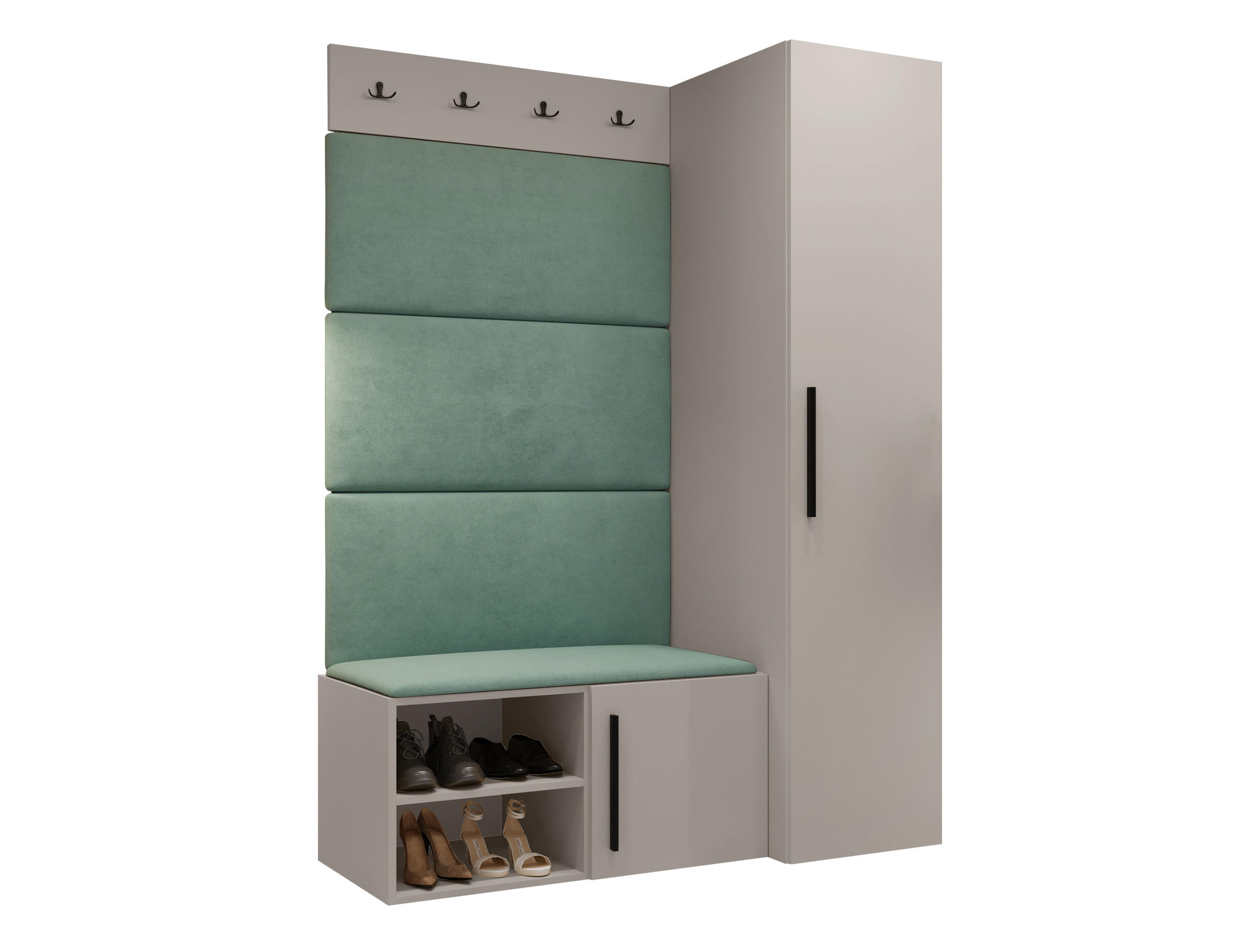 GARDEROBEN-SET Medi II - Kaschmir/Schwarz, Holzwerkstoff/Kunststoff (40/191/50cm) - MIRJAN24