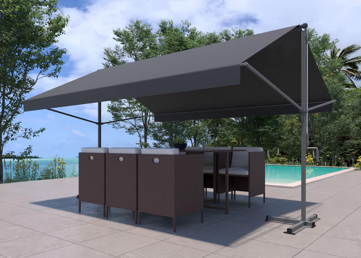 MARKISE iseo grau 2 78 x 1 5 m aus aluminium manuell - Grau, Metall (300/200/295cm) - Concept Usine