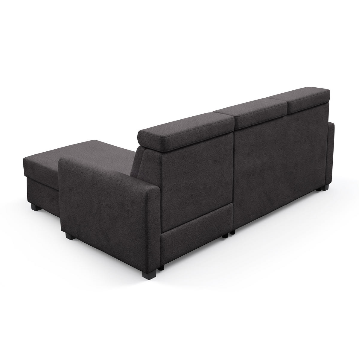 ECKSCHLAFSOFA Milano, Schwarz, rechts - Schwarz, Textil (217/166cm) - Beautysofa