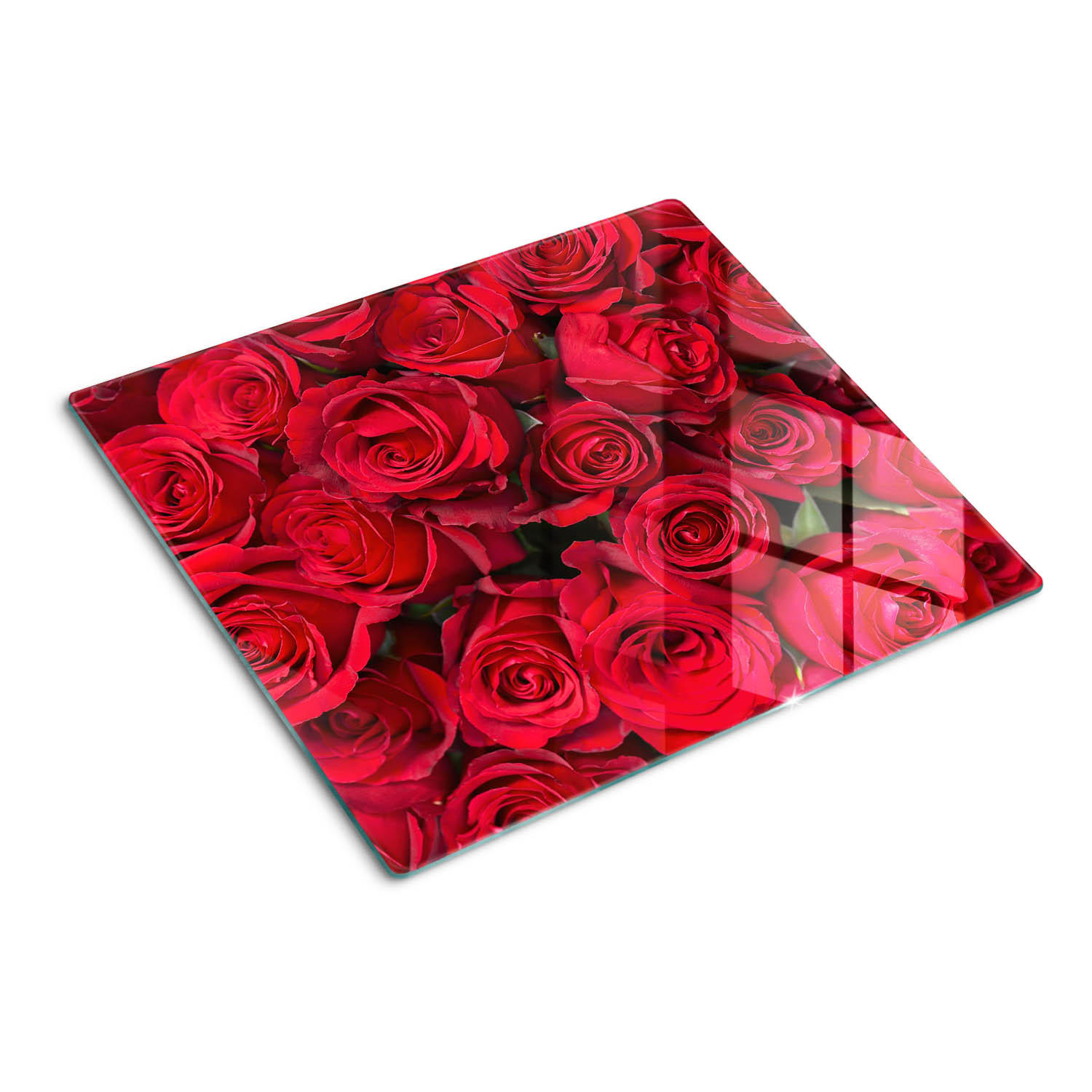 GLASPLATTE 60x52 cm Rote Rosen - Rot, Glas (60/0.4/52cm) - TULUP