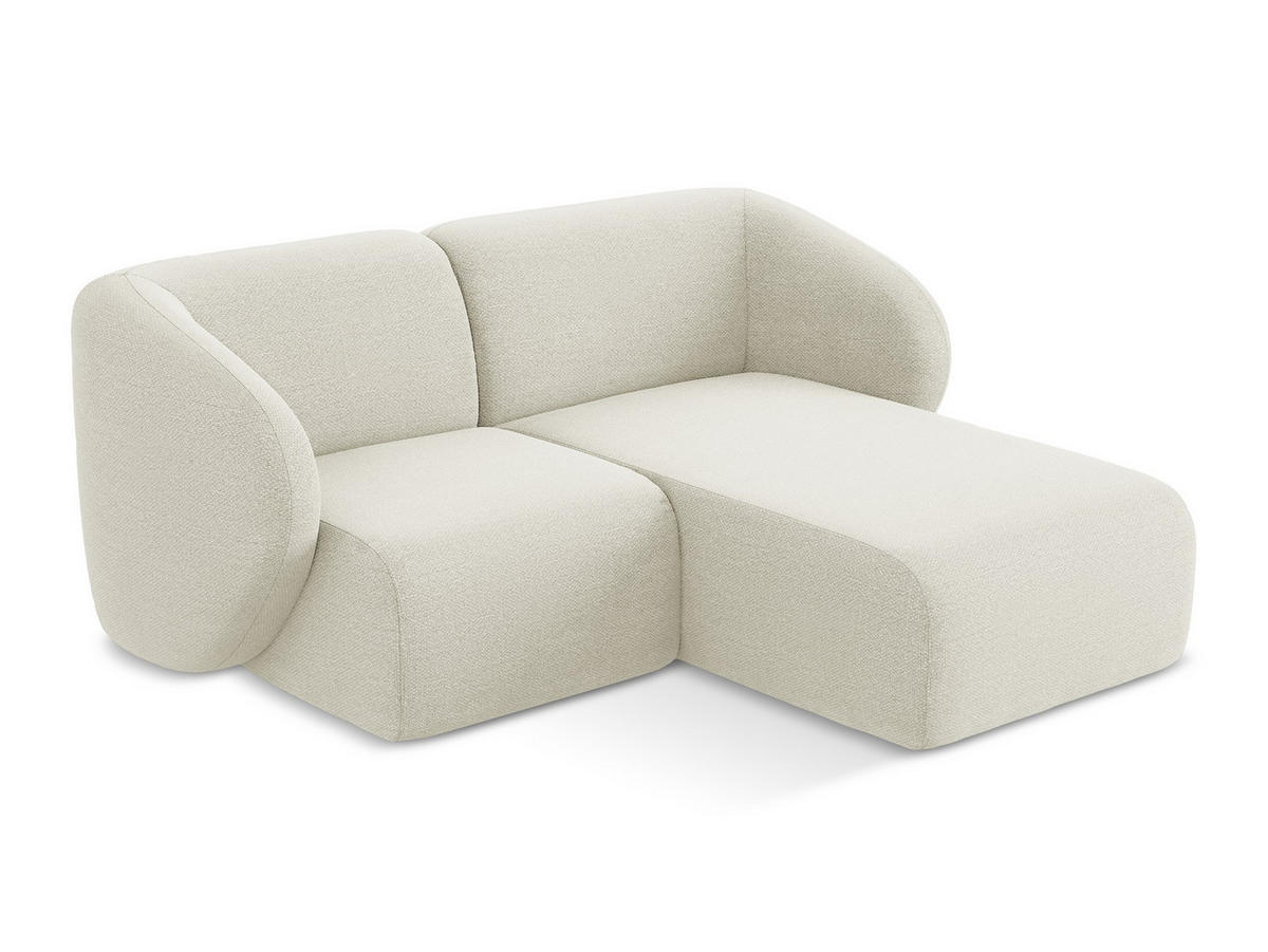 ECKSOFA Rechts Bouclé Stoff Beige - Sandfarben/Schwarz, Holzwerkstoff/Kunststoff (178/166cm) - Makamii