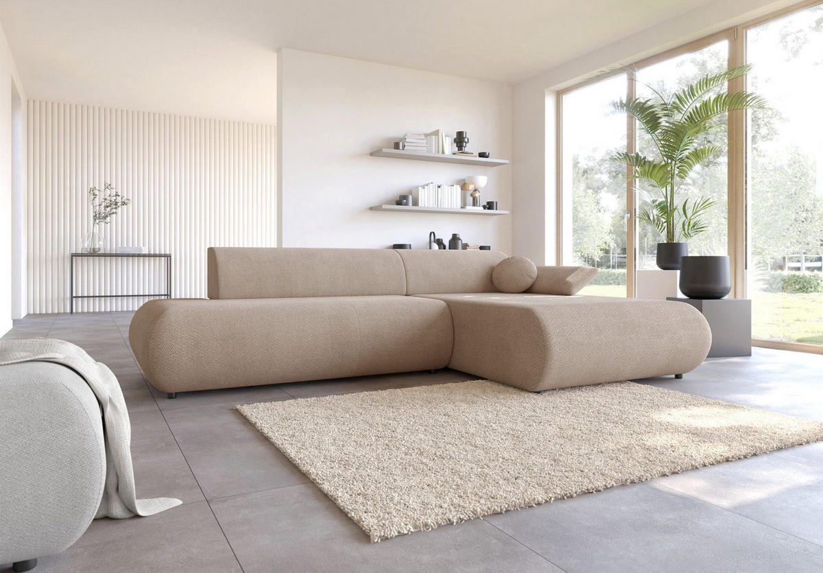 ECKSOFA Armone Beige Chenille - Beige/Schwarz, Kunststoff/Textil (173.5/286cm) - Selsey