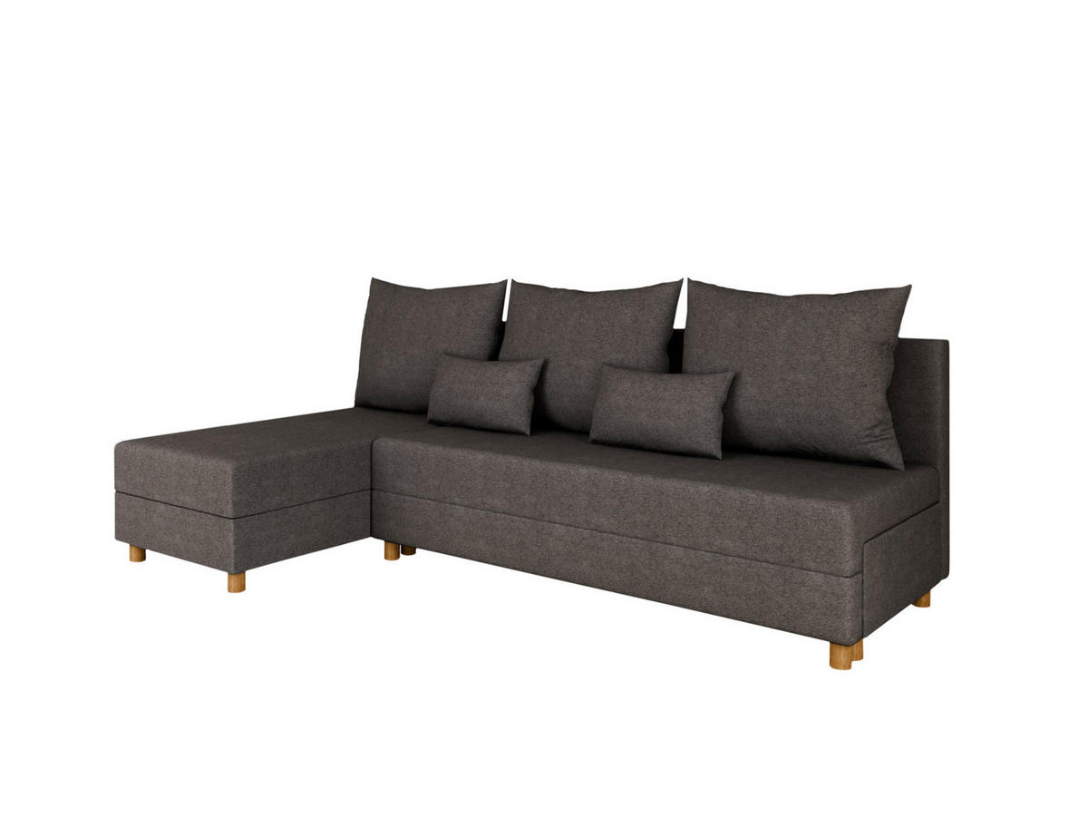 ECKSOFA Lellice L-Form - links oder rechts montierbar, dunkelgrau - Dunkelgrau, Holz (214/122cm) - Panda Möbel