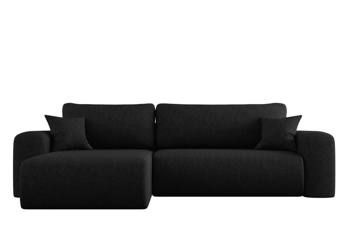 ECKSOFA Mit Schlaffunktion Und Bettkasten L-förmiges Sofa Capri Stoff Verita Links Schwarz - Schwarz, Holz (145/272cm) - Kaiser Möbel