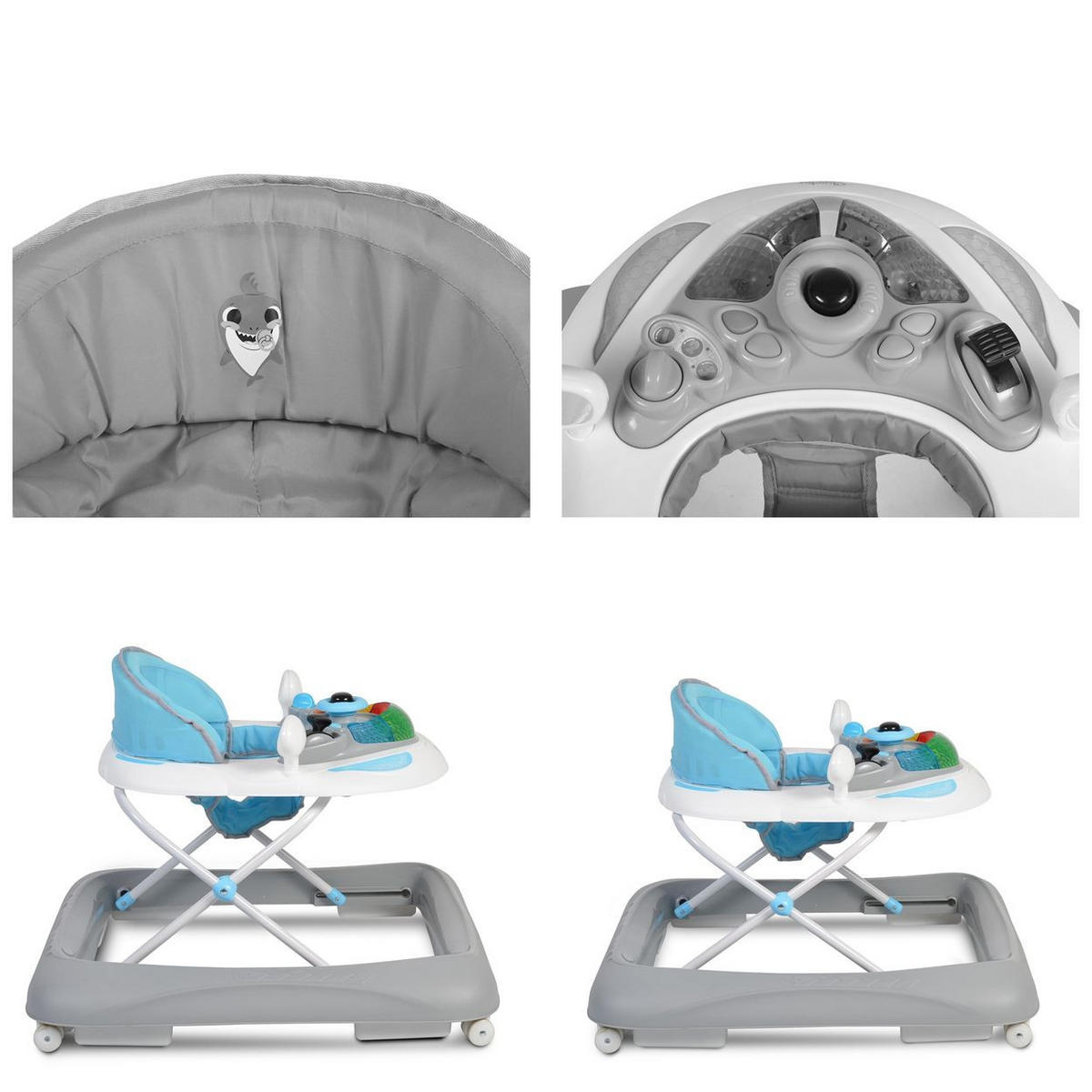 LAUFHILFE Sharky blau höhenverstellbar, Spielcenter mit Musik, Licht - Blau, Kunststoff (64/55/68cm) - Moni