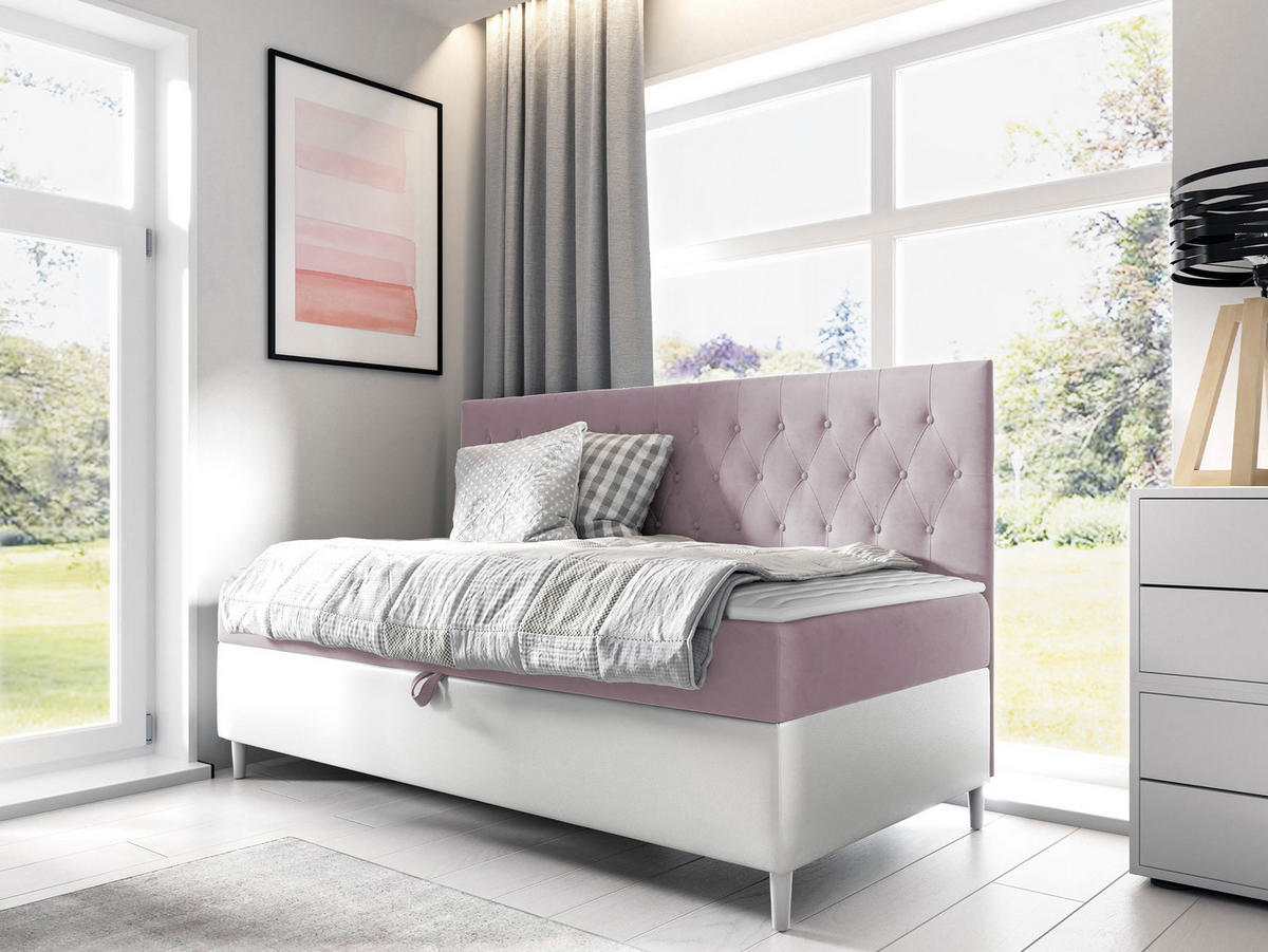 BOXBETT Filip Junior 2 - H3 - Weiß/Rosa, Holz (100/200cm) - MIRJAN24
