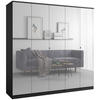 DREHTÜRENSCHRANK mit Spiegel Monza 5D 200 Schwarz - Schwarz/Grau, Holzwerkstoff/Metall (200/200/60cm) - mzm24
