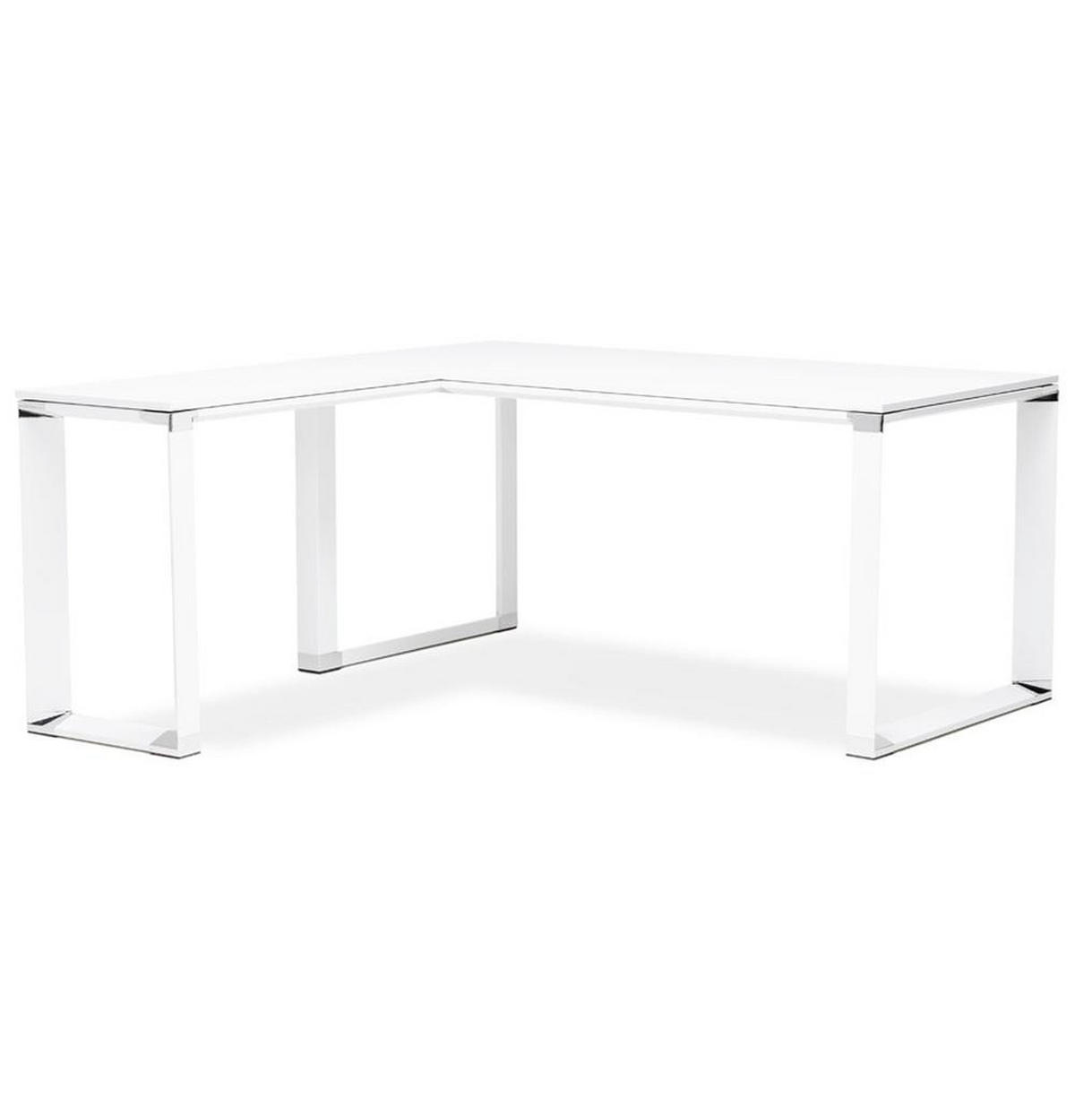 ECKSCHREIBTISCH Holz Metall Chromakzente KERIX, Weiß 170x160x74 cm - Weiß, Holz/Metall (160/170/74cm) - KADIMA DESIGN