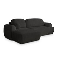 ECKSOFA MODENZA P L-S Schwarz Kordstoff mit Schlaffunktion - Schwarz, Holz (266/148cm) - MASSENO