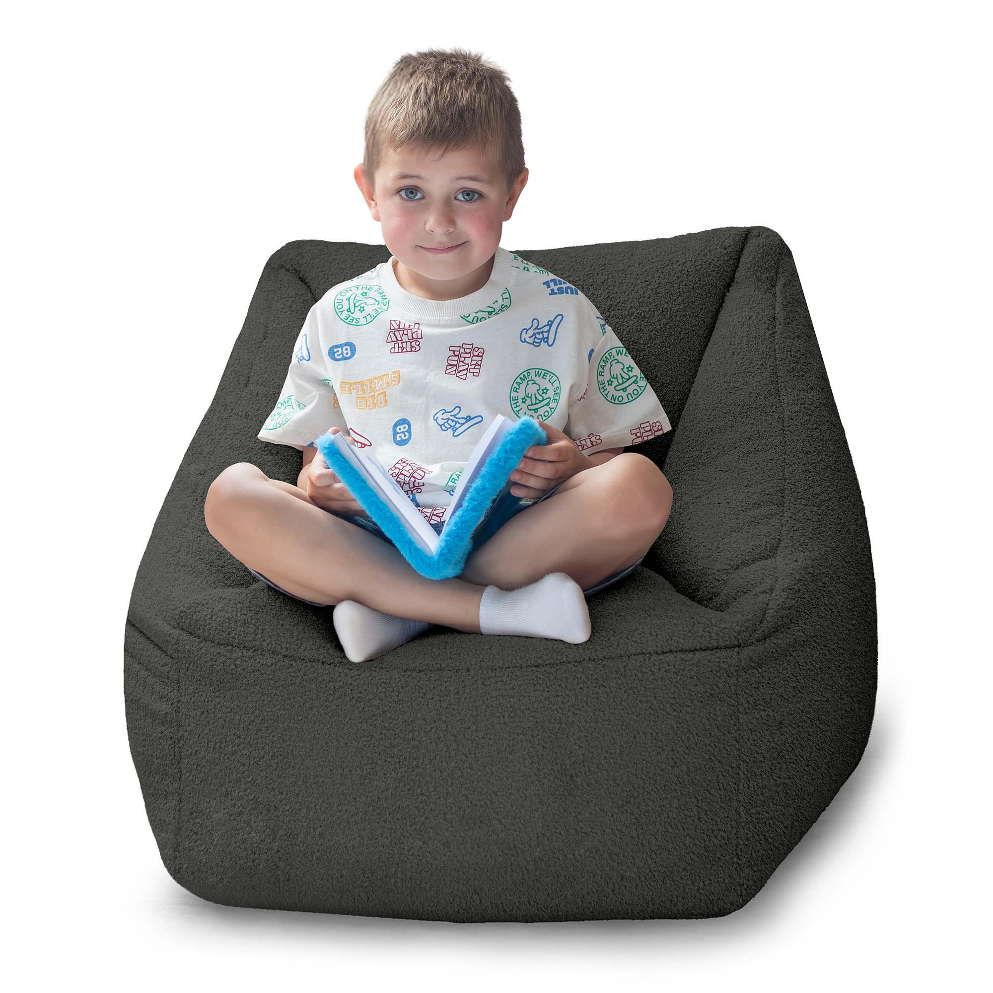 SITZSACK-SESSEL Bambino 55/60/55 cm, weicher Cord 380 g/m², mit Griff & Seitentasche, Dunkelgrau - Dunkelgrau, Textil (55/55/60cm) - Dreamroots