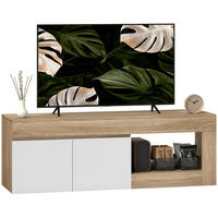 LOWBOARD Weiß/Natur 140/40/48 cm, 2 Türen, Soft-Close-Scharniere - Naturfarben, Holzwerkstoff (140/48/40cm) - PANGIVO