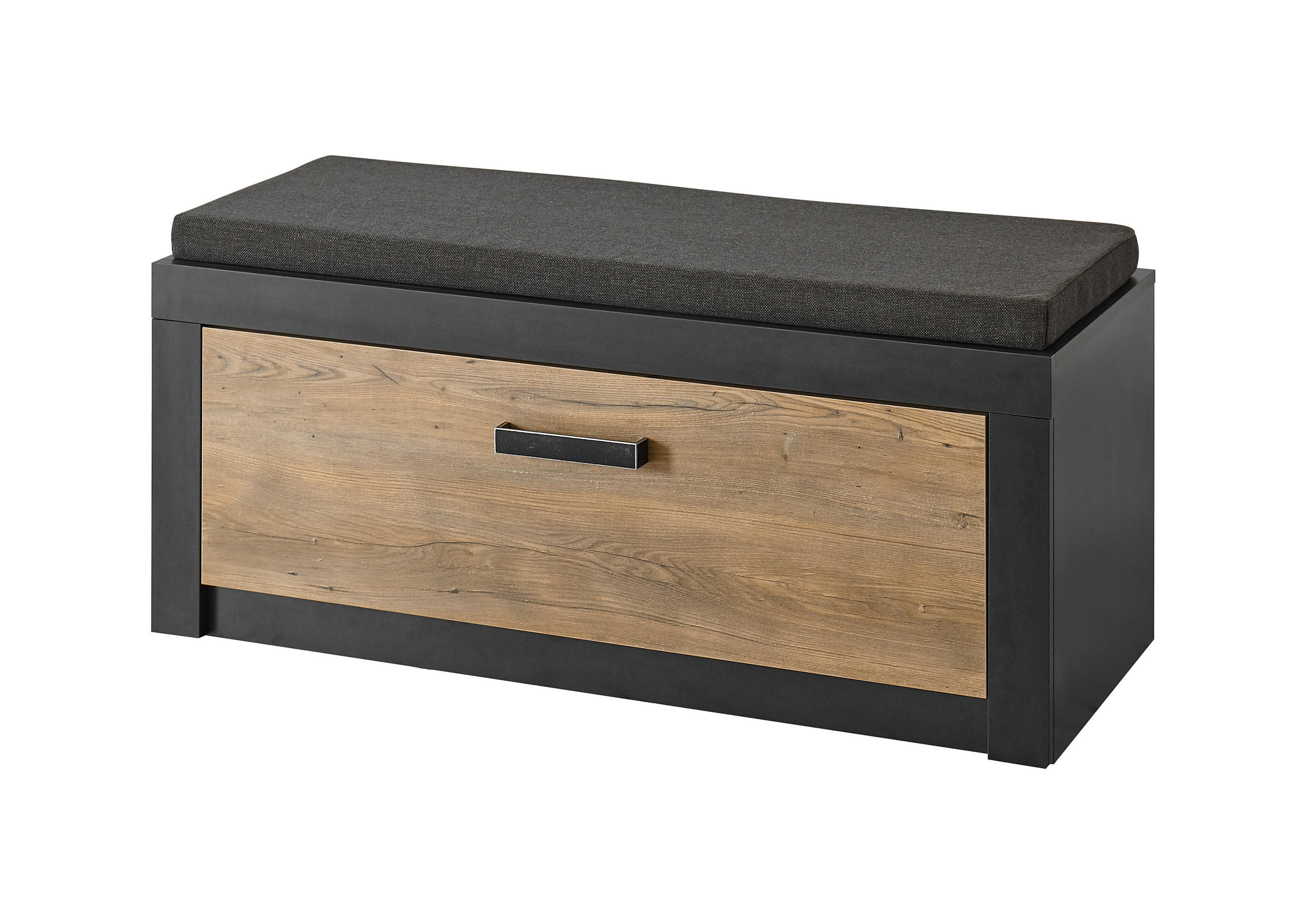 GARDEROBENBANK I11 Kastanie & Fresko 107/48/42 cm breit mit Sitzkissen - Dunkelgrau, Holzwerkstoff (107/48/42cm) - Livojo