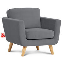SESSEL TAGIO Massivholz-Beine, grau - Braun/Grau, Buchenholz/Textil (86/80/88cm) - KONSIMO®