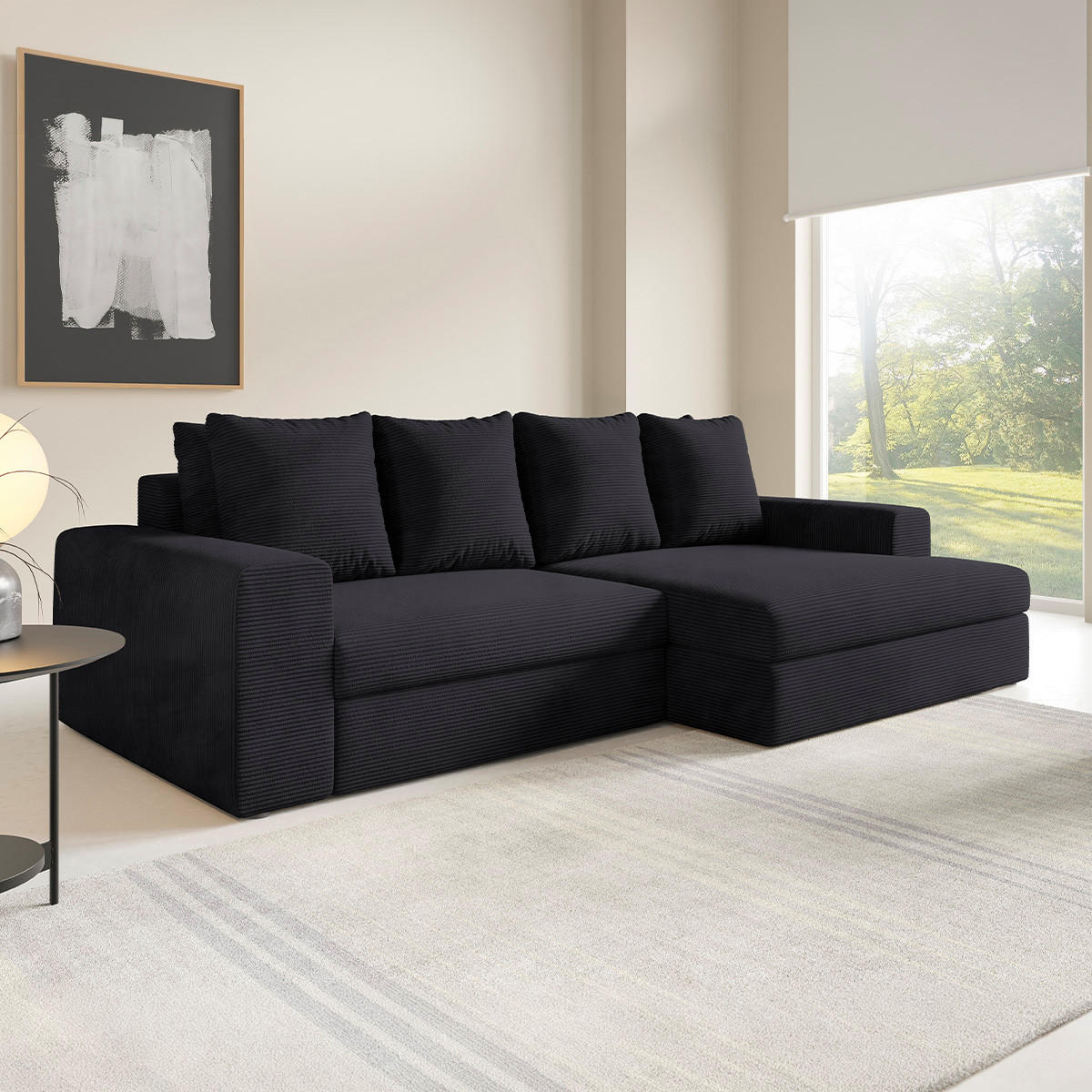 ECKSOFA Paola 3 Sitzplätze Schwarz - Schwarz, Holz (272/167cm) - Petits-meubles