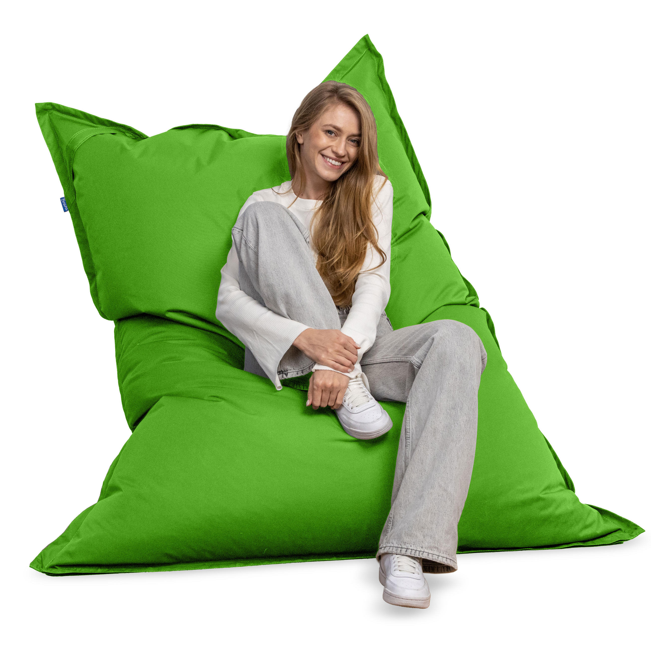 SITZSACK XXL Caree grün, 140x180cm groß für Outdoor - Grün, Textil (180/140/30cm) - Bruni