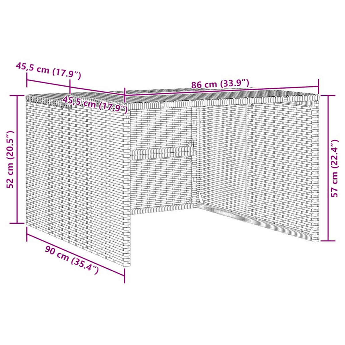 MÄHROBOTER-GARAGE Braun 86/90/52/57 Cm Poly Rattan - Braun, Kunststoff (90/57/86cm) - vidaXL