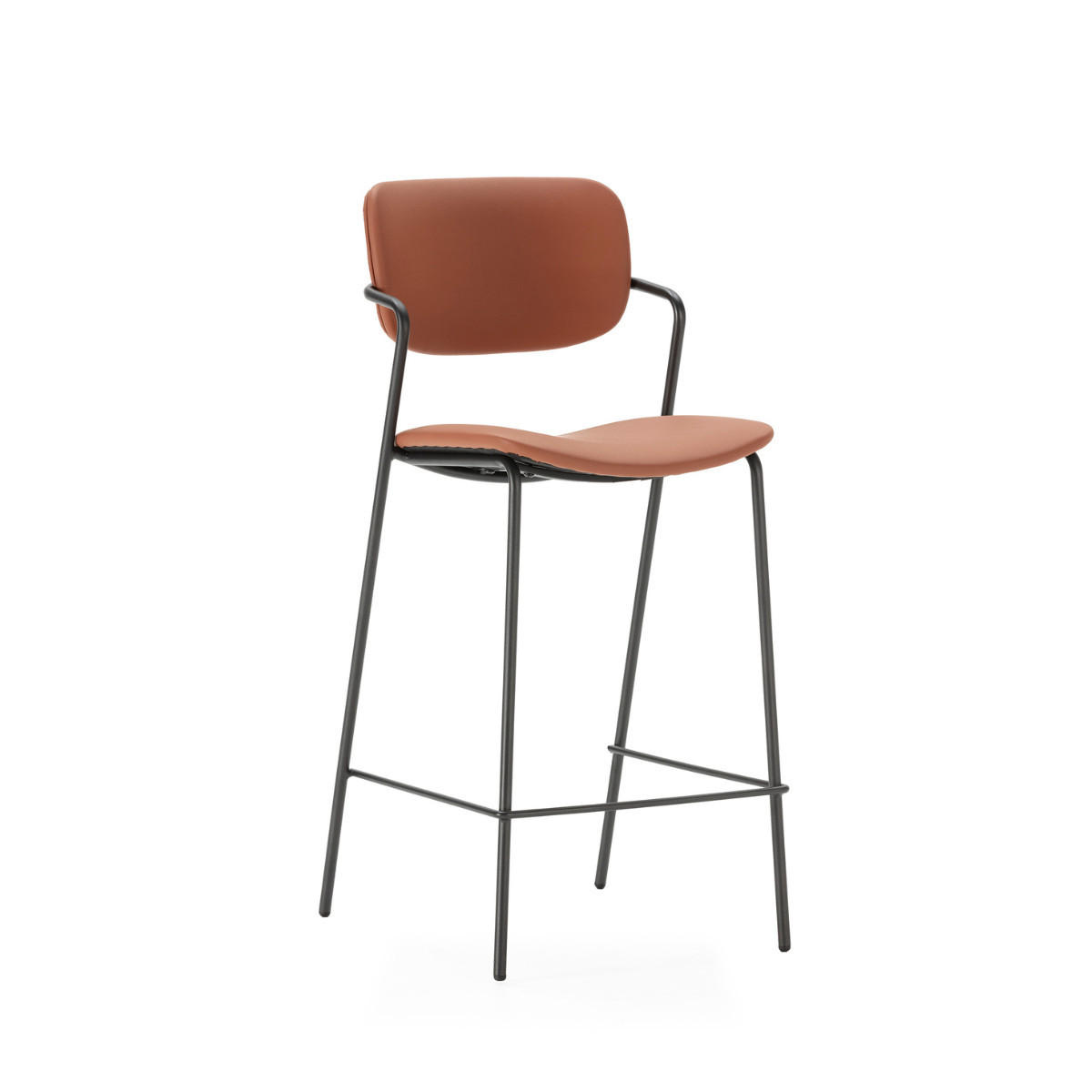 SADA 2 stoliček s černými kovovými nohami, výška 66 cm - MAIKA - červená, textil (51/66/44cm) - Calicosy