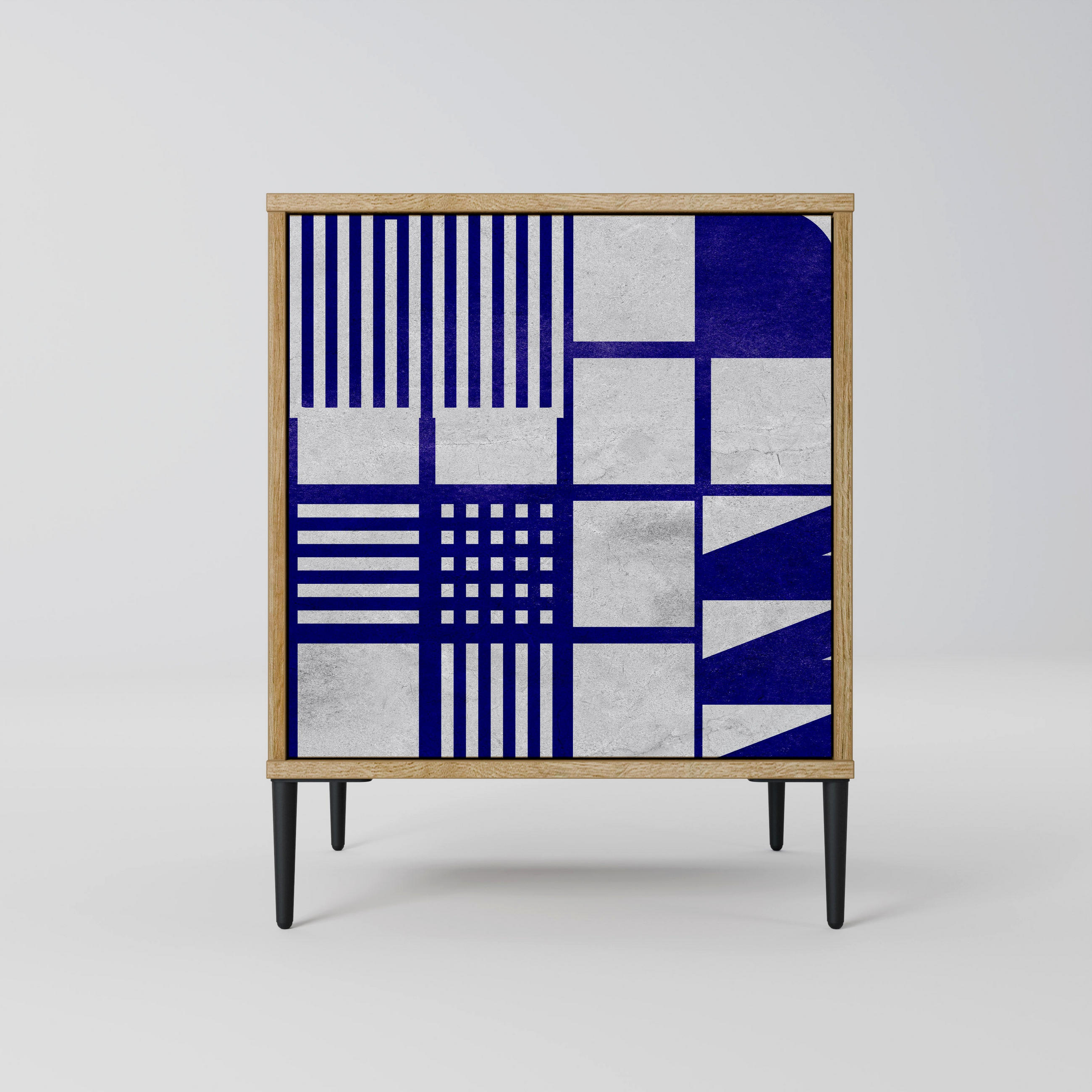 SIDEBOARD THE RIGHT PLACES, Eichefarben, 57,5x42x72,5 cm, Schwarze Metallfüße - Eichefarben/Multicolor, Holzwerkstoff/Metall (57.5/72.5/42cm) - SpaceRebels