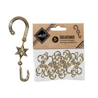 CHRISTBAUMKUGEL-HAKEN mit Stern, gold, 20 Stück, 5,5 cm - Goldfarben, Kunststoff (10/1/10cm) - LAALU