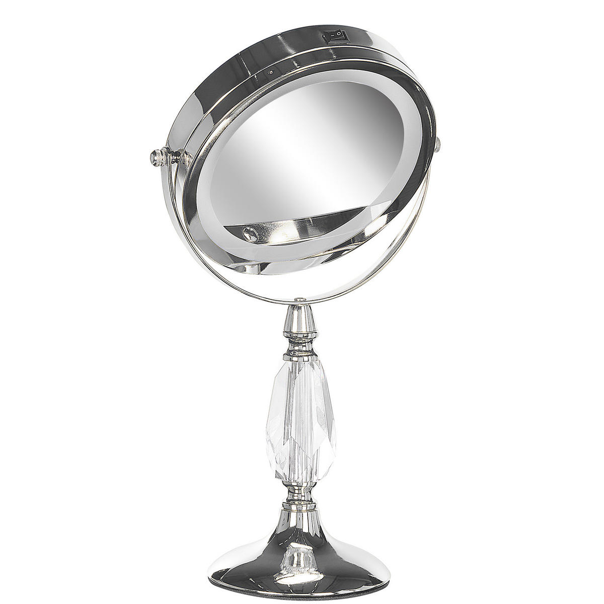 KOSMETIKSPIEGEL silber mit LED-Beleuchtung 18 cm Maury - Silberfarben, Metall (18/37/12cm) - Beliani