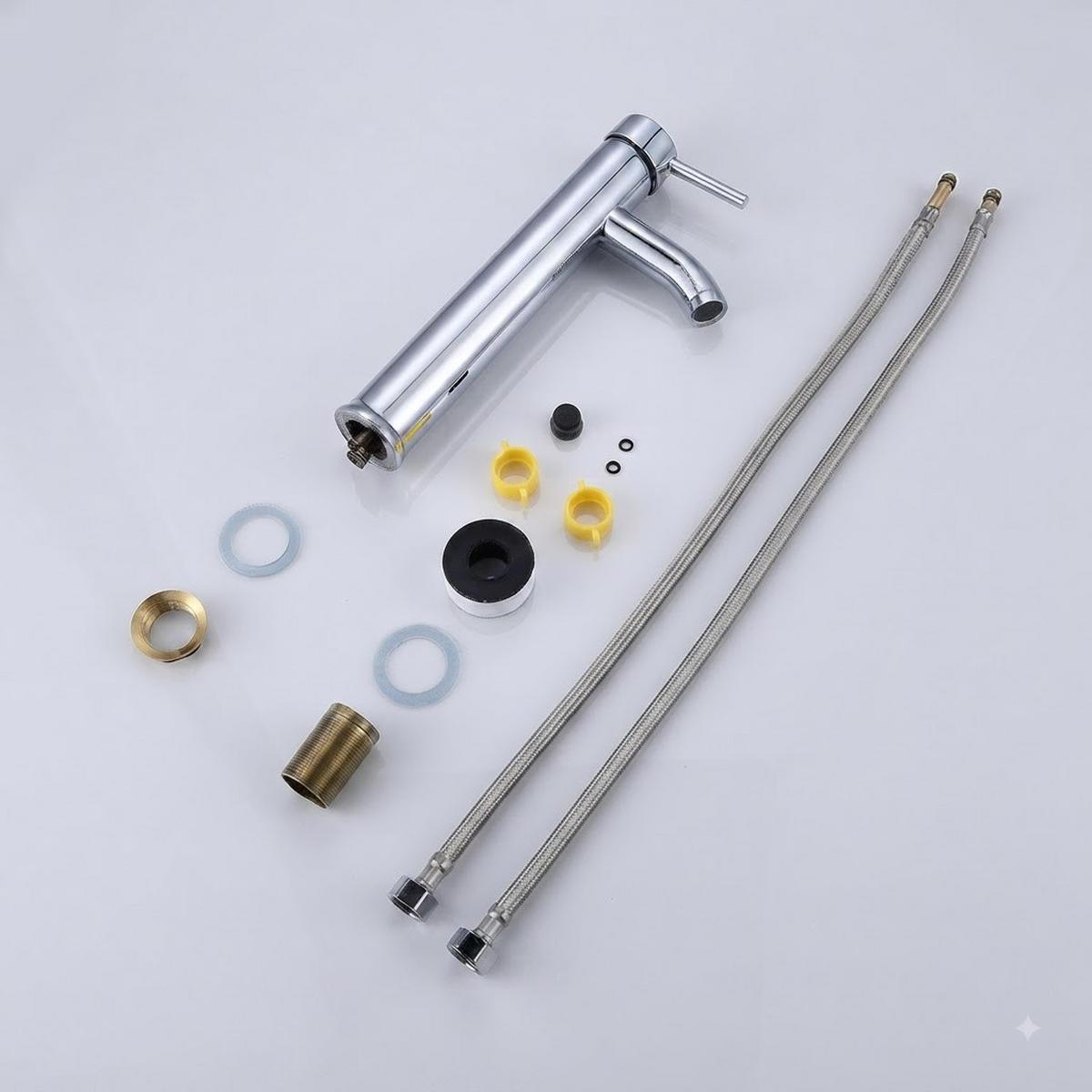 BADEZIMMERARMATUR, inklusive eines 60 cm langen flexiblen Schlauchs (29,5 x 10,5 cm), silberfarben. - Silberfarben, Metall (35/10/20cm) - Vallsero