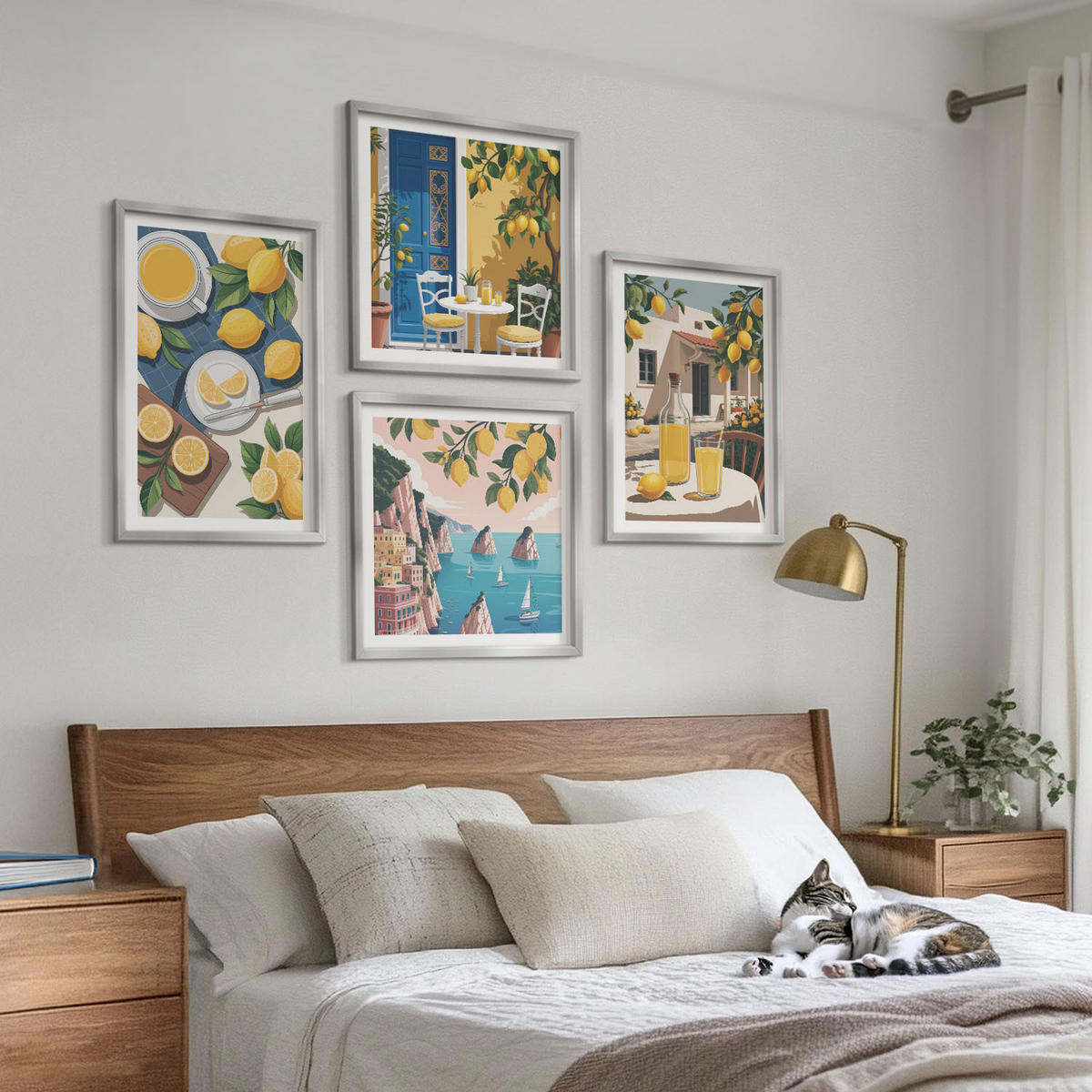 BILDER SET 4er Set - 50x50 cm & 40x60 cm Silberner Rahmen - Patio Sun Limonade - Silberfarben, Kunststoff (50/50cm) - TULUP