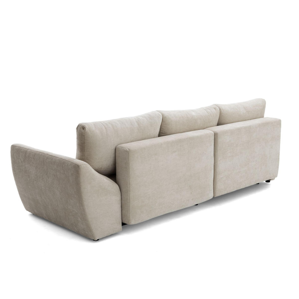 ECKSOFA NICE L Links mit Schlaffunktion 137x204 Chenille Beige - Beige/Schwarz, Holz/Textil (260/165cm) - Muffo