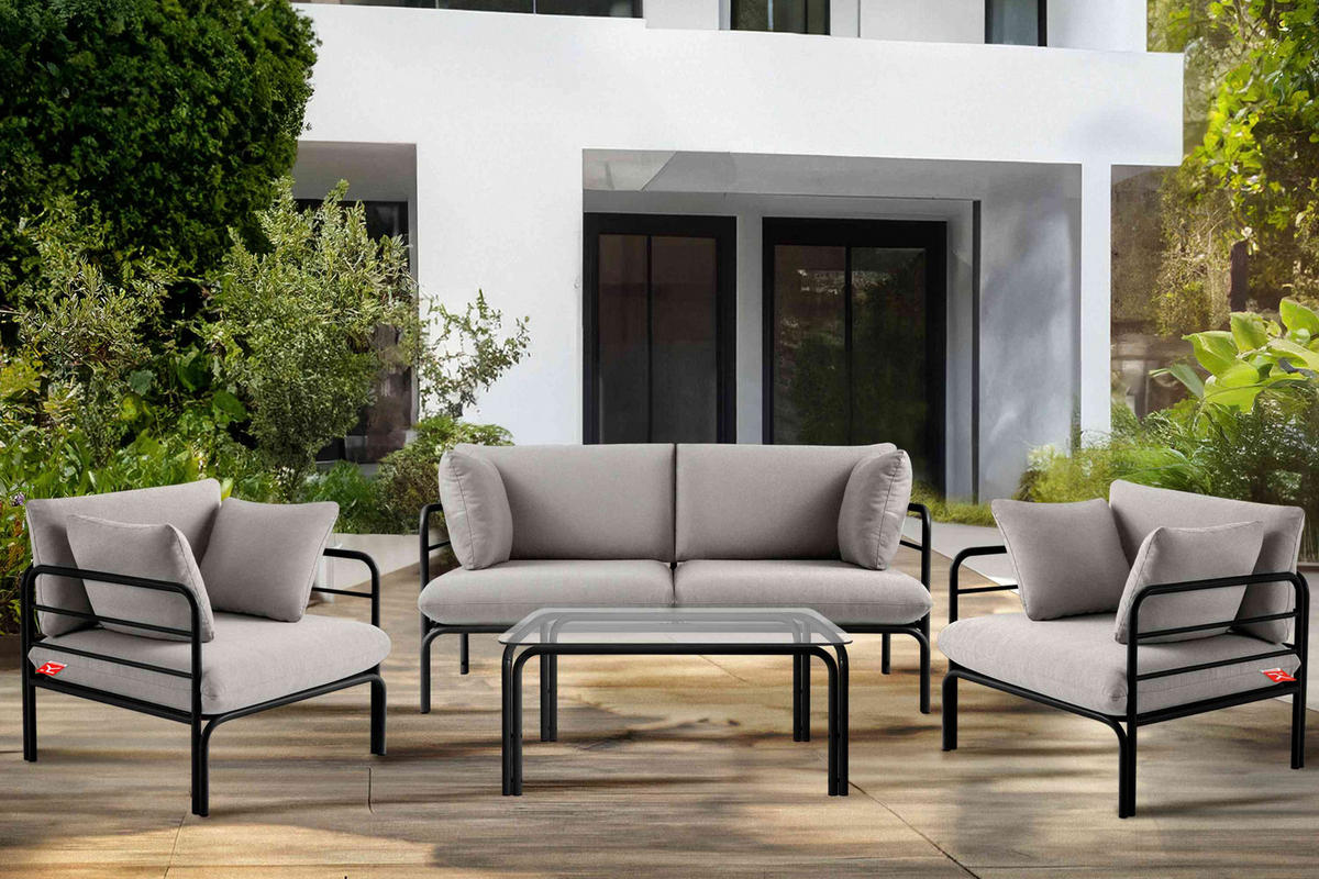 GARTENTISCH RAMBE Stahlrahmen, LOFT, Anthrazit - Dunkelgrau, Glas/Metall (65/95/41.5cm) - KONSIMO®
