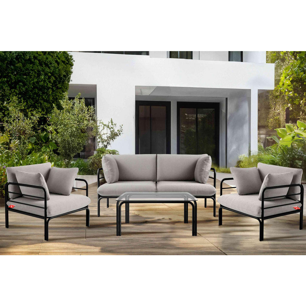 Thumbnail - Konsimo® Gartentisch, Dunkelgrau, Metall, Glas, Füllung: Schaumstoff, rechteckig,Rechteckig, 95x41.5x65 cm, Hergestellt ...