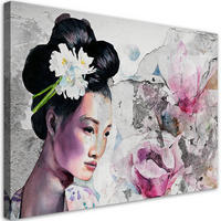 WANDBILD geisha porträt japan - Pink, Textil (60/40cm) - Feeby