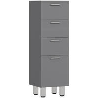 BADEZIMMERSCHRANK Spanplatte Grau - Silberfarben/Grau, Holzwerkstoff/Kunststoff (30/93/30cm) - Kleankin